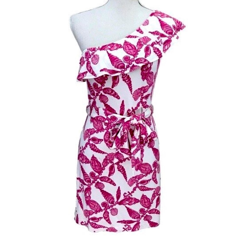 Lilly Pulitzer Ruffled One Shoulder Pink Shell Dress